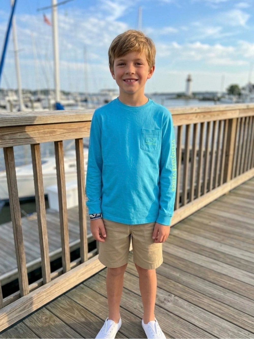 vineyard vines Long-Sleeve Vintage Whale Pocket Tee Blue